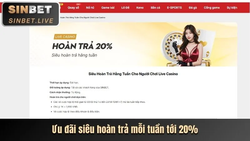 Thưởng nạp tiền và hoàn trả thể thao VB9